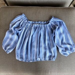Hollister Blue and White Stripe Crop Top